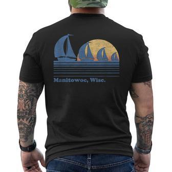 Manitowoc Wi Sailboat Vintage 80S Sunset Men's T-shirt Back Print - Monsterry AU