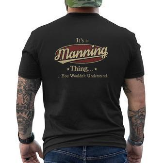 Manning Last Name Manning Family Name Crest V2 Mens Back Print T-shirt - Seseable