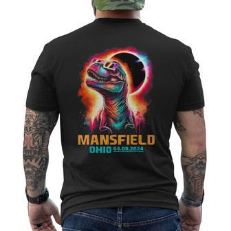 Mansfield Ohio Total Solar Eclipse 2024 T Rex Dinosaur Men's T-shirt Back Print - Monsterry