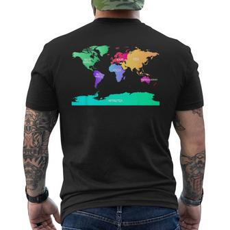 Map Of The World Names Of All Seven Continents Men's T-shirt Back Print - Monsterry CA
