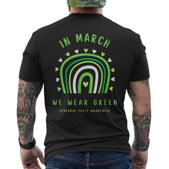 In March We Wear Green Cerebral Palsy Awareness Men's T-shirt Back Print | Mazezy