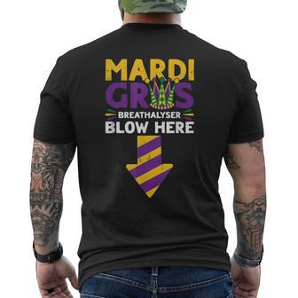 Mardi Gras Breathalyser Blow Here Adult Mardi Gras Men Men's T-shirt Back Print | Mazezy