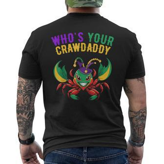 Mardi Gras Crawfish Carnival Costume Beads Whos Your Crawdad Men's T-shirt Back Print - Monsterry DE