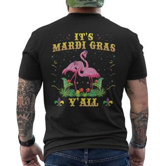 Mardi Gras Flamingo Its Mardi Gras Yall Men's T-shirt Back Print | Mazezy
