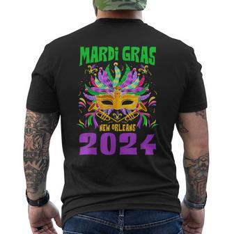 Mardi Gras New Orleans 2024 Jester Mask Matching Group Women Men's T-shirt Back Print - Seseable