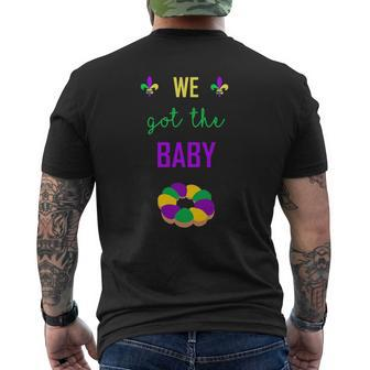 Mardi Gras Pregnancy We Got The Baby Announcement Mens Back Print T-shirt | Mazezy