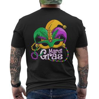 Mardi Gras T Mardi Gras 2023 Beads Mask Feathers V2 Mens Back Print T-shirt - Thegiftio