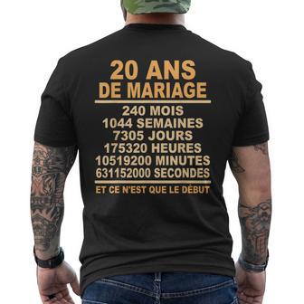 Mariage Anniversaire Anniversaire 20 Ans De Mariage T-shirt imprimé au dos - Cadeauxyz