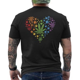 Marijuana Heart Lgbt Weed Leaf Gay Pride Stoner Men's T-shirt Back Print - Monsterry CA