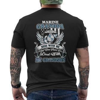 Marine Grandpa Marine Papa Marine Grandfather My Grandson Mens Back Print T-shirt - Thegiftio UK