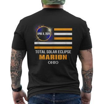 Marion Ohio Solar Eclipse 2024 Us Flag Men's T-shirt Back Print - Thegiftio