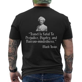 Mark Twain Travel Is Fatal To Prejudice Quote Men's T-shirt Back Print - Monsterry