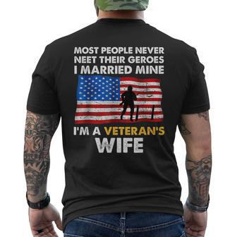 I Married My Hero I'm A Veteran's Wife Men's T-shirt Back Print - Monsterry