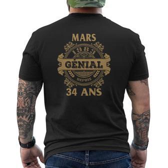 Mars 1983 Génial Depuis 34 Ans T-shirt imprimé au dos - Cadeauxyz