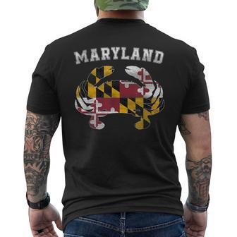Maryland Flag Blue Crab T State Pride Retro Men's T-shirt Back Print - Monsterry