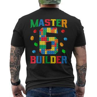 Master Builder 6Th Birthday 6 Year Old Brick Building Blocks Men's T-shirt Back Print - Monsterry DE