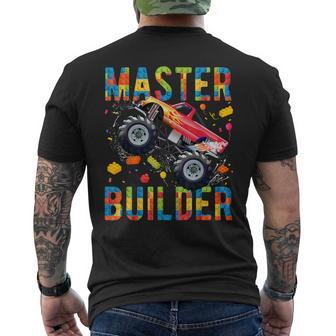 Master Builder Building Blocks Monster Truck Men's T-shirt Back Print - Seseable