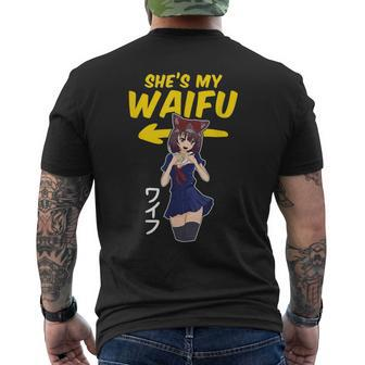 Matching Couples Anime Waifu Notice Me Senpai Men's T-shirt Back Print - Monsterry