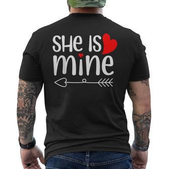 Matching His Hers He's Mine She's Mine Valentines Day Couple Men's T-shirt Back Print - Seseable