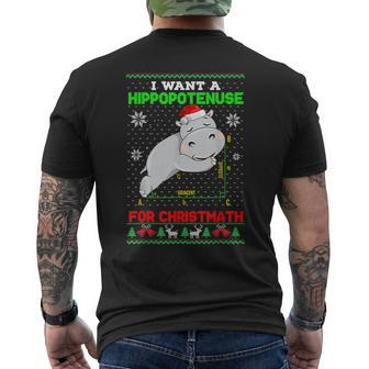 Math I Want A Hippopotenuse For Christmath Ugly Sweater Xmas Mens Back Print T-shirt - Seseable