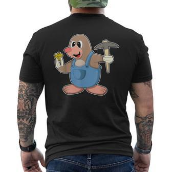 Maulwurf Bergarbeiter Spitzhacke Bergbau T-Shirt mit Rückendruck - Seseable
