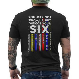 You May Not Know Us But We Got Your 6 Military Police Nurse Men's T-shirt Back Print - Monsterry DE