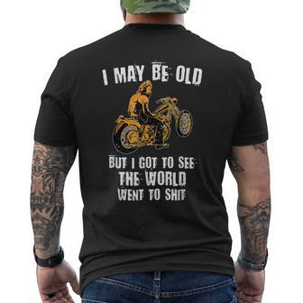 I May Be Old But Got To See The World Vintage Old Man Men's T-shirt Back Print - Monsterry