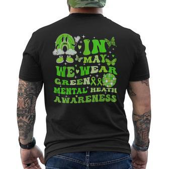 In May We Wear Green Mental Health Awareness Disco Ball Men's T-shirt Back Print - Monsterry CA