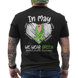 In May We Wear Green Mental Health Awareness Month Heart Men's T-shirt Back Print - Monsterry UK