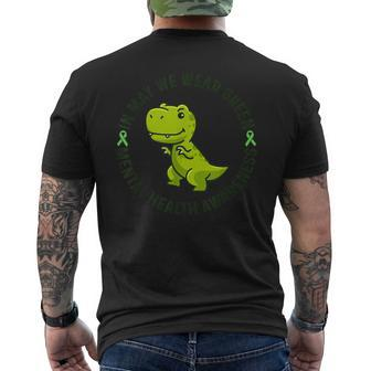 In May We Wear Green For Mental Health Awareness Month Men's T-shirt Back Print | Mazezy