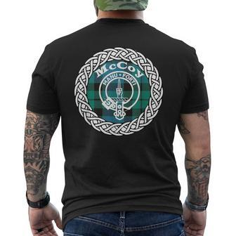 Mccoy Surname Scottish Clan Tartan Crest Badge Men's T-shirt Back Print - Monsterry