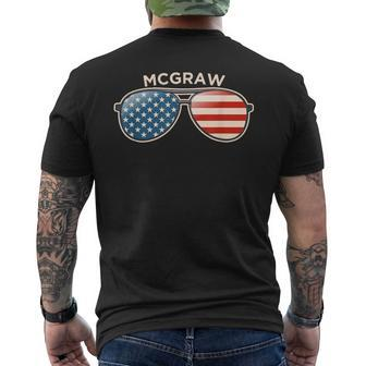 Mcgraw Ny Vintage Us Flag Sunglasses Men's T-shirt Back Print - Monsterry