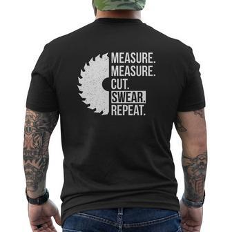 Measure Cut Swear Handyman Dad Mens Back Print T-shirt | Mazezy