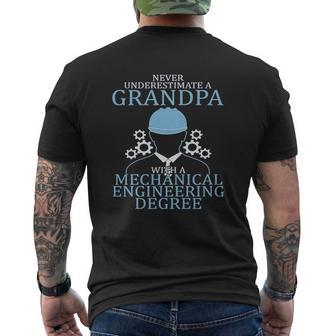 Mechanical Engineering Grandpa Never Underestimate Mens Back Print T-shirt | Mazezy