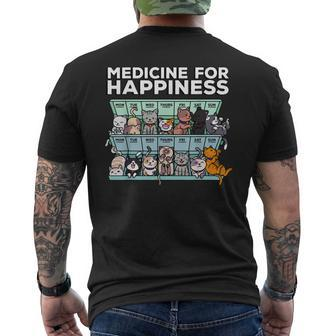 My Medicine For Happiness Called Cats Every Day Kitten Cat Mens Back Print T-shirt - Thegiftio UK