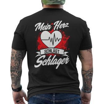 Mein Herz Schlägt Schlagermusik German Language T-Shirt mit Rückendruck - Seseable