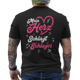 Mein Herz Schlägt Schlager S T-Shirt mit Rückendruck - Seseable