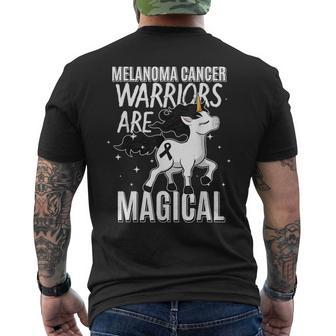 Melanoma Cancer Magical Unicorn Black Ribbon Dermatologist Men's T-shirt Back Print - Monsterry AU