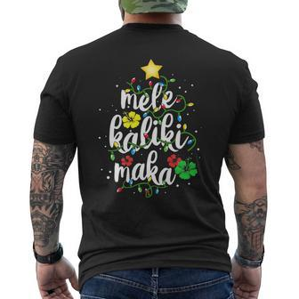 Mele Kalikimaka Hawaiian Hawaii Christmas Lights Xmas Mens Back Print T-shirt - Thegiftio