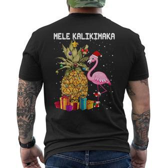 Mele Kalikimaka Pineapple Flamingo Sweat Men's T-shirt Back Print | Mazezy
