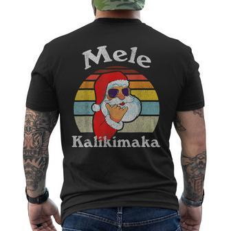Mele Kalikimaka Retro Christmas Santa Shaka Hawaii V2 Mens Back Print T-shirt - Seseable