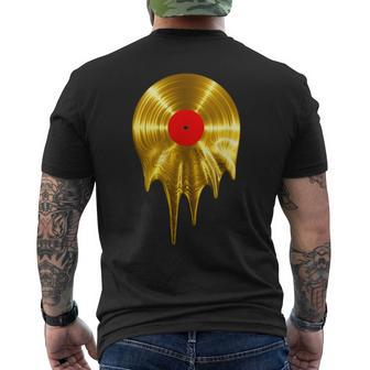 Melting Vinyl Record Gold Men's T-shirt Back Print - Monsterry