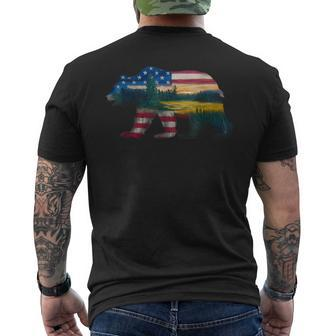 Memorial Day 4Th Of July Flag Usa Bear Fathers Day Men's T-shirt Back Print - Seseable