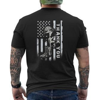 Memorial Day American Flag Army Patriotic Veterans Mens Back Print T-shirt | Mazezy