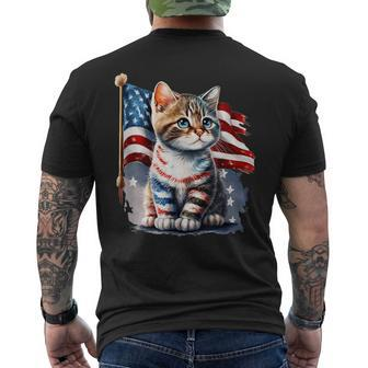 Memorial Day Cat 4Th Of July Patriotic Usa Flag Men's T-shirt Back Print - Thegiftio UK
