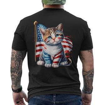 Memorial Day Cat Kitten 4Th Of July Patriotic Usa Flag Men's T-shirt Back Print - Monsterry AU