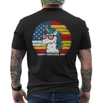 Memorial Day Fathers Vintage Usa Unicorn 4Th Of July Men's T-shirt Back Print - Seseable