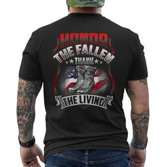 Memorial Day Honor The Fallen Thank The Living Veteran Men's T-shirt Back Print - Monsterry