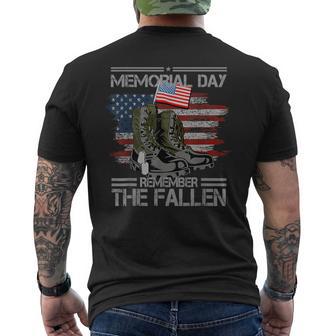 Memorial Day Remember The Fallen Veteran Military Vintage Men's T-shirt Back Print - Monsterry UK