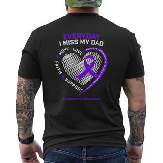 In Memory Dad Purple Alzheimer's Awareness Mens Back Print T-shirt | Mazezy